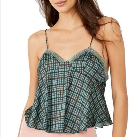 New FREE People With Confidence Checked Camisole | Forest Combo | Small - Picture 1 of 13